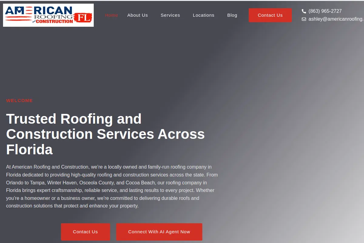 American Roofing and Construction FL website