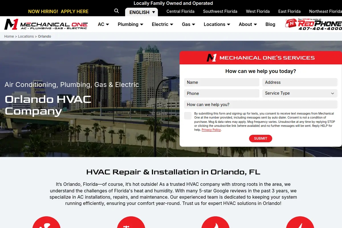 Mechanical One of Orlando - Air Conditioning, Plumbing and Electrical website